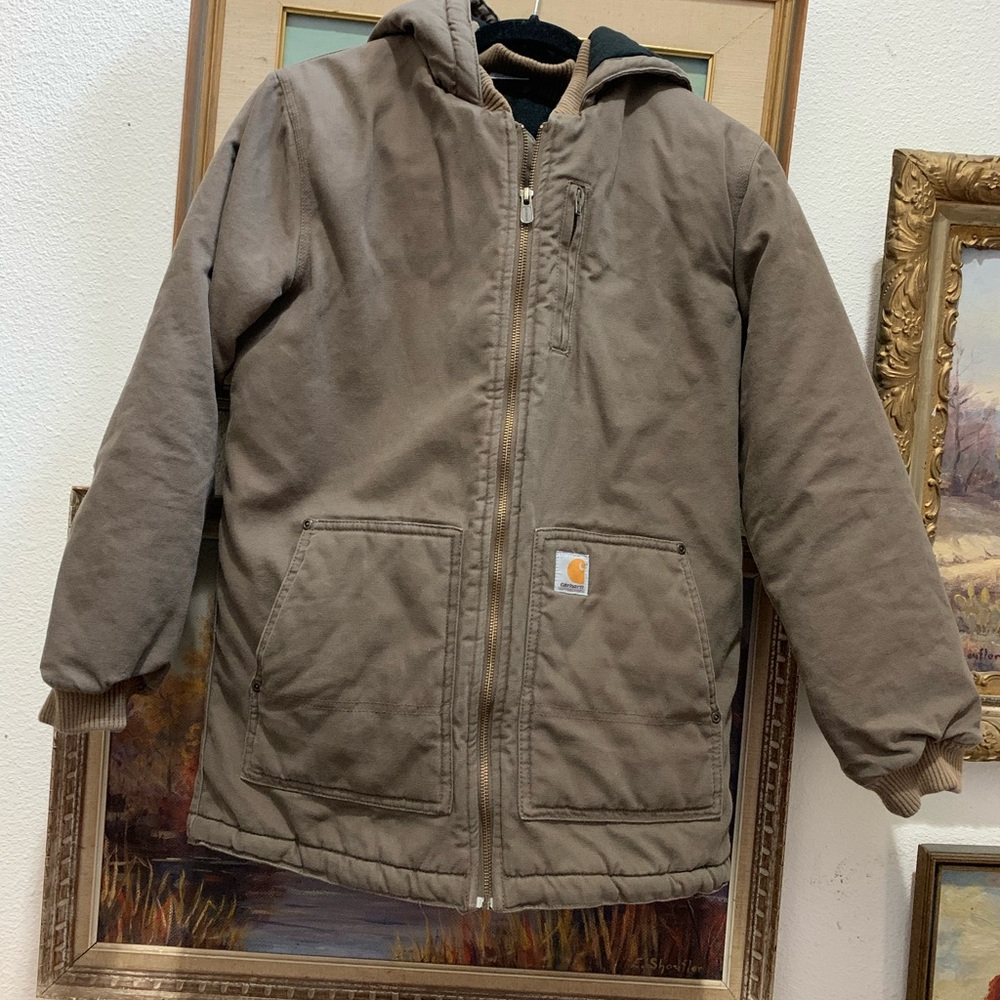 Carhartt Brown Hooded Jacket youth Large (14-16)